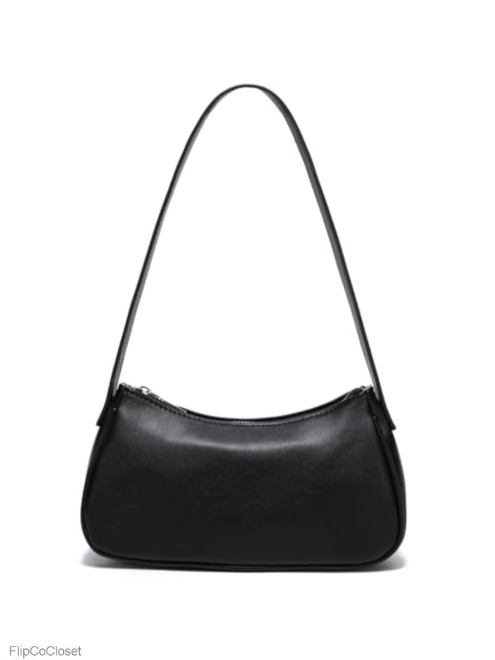 Vegan Leather Small Shoulder Bag Y2K Crescent Purse Mini Baguette with Zipper